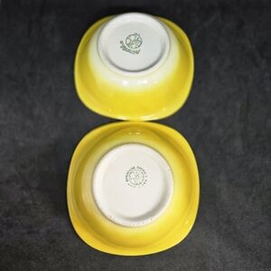Syracuse China Pair Side Dish Yellow Square Bowls